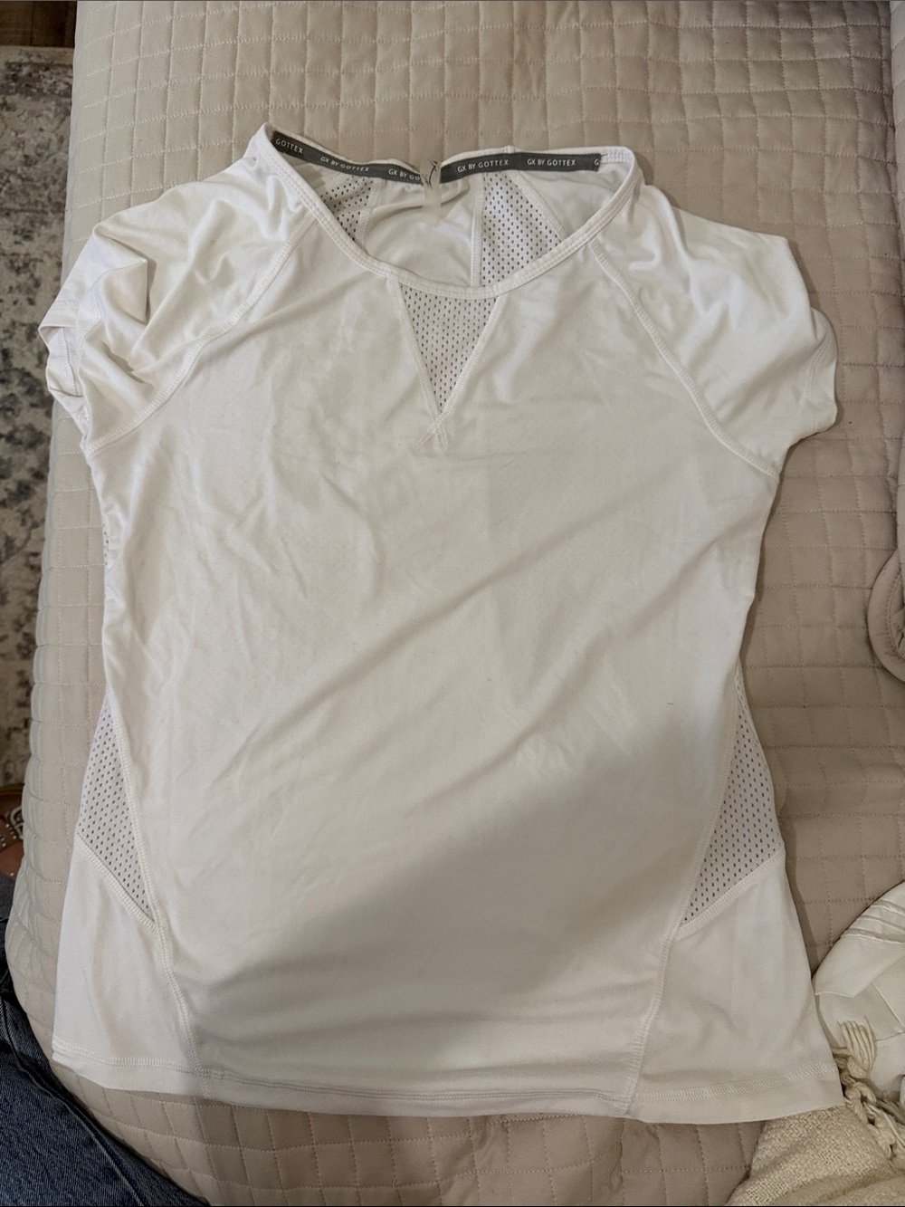 Gottex White Short Sleeve Mesh-Panel Active Tee